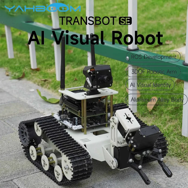 Transbot SE ROS Robot AI Vision Tank Car para Jetson NANO Raspberry Pi 5 con cámara 2DOF PTZ Python programación MoveIt simulación
