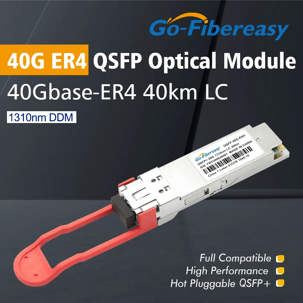 40Gb ER4 40km QSFP Transceptor 1310nm Duplex LC SMF Módulo de fibra óptica para Cisco,Juniper,Mellanox,Mikrotik... Conmutador Ethernet
