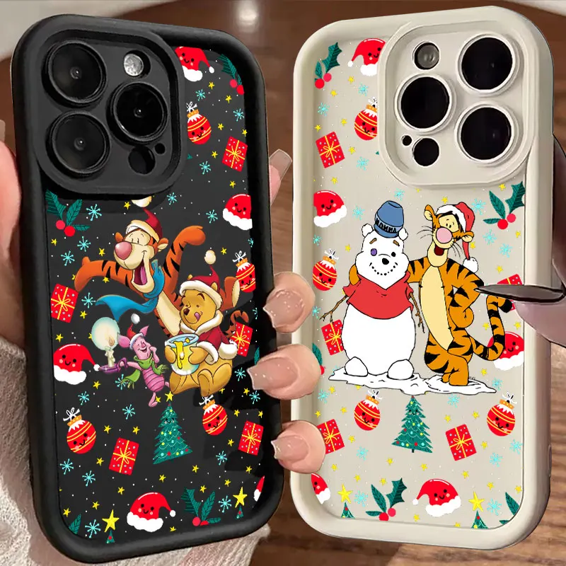 Disneies Navidad Winnie Tigger funda de teléfono para IPhone 16 15 14 13 12 11 Pro Max Mini XR XS X 7 8 6 6s Plus cubierta trasera suave de TPU