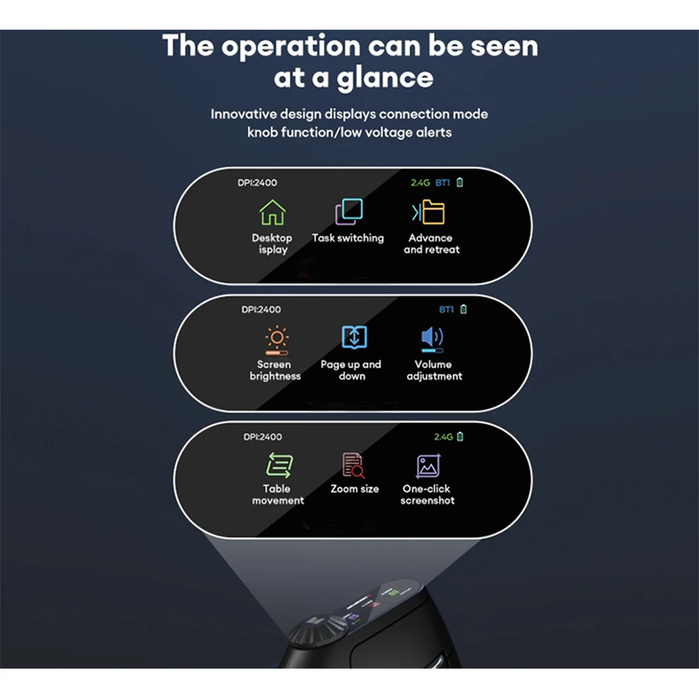 Ratón ergonómico inalámbrico retroiluminado con desplazamiento volador inteligente, perilla de ajuste de función, ratón para juegos recargable Bluetooth y 2,4G - imagen 2