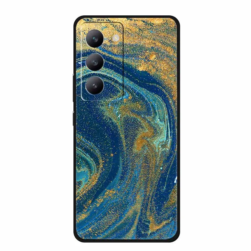 Para Redmi 15 4G funda de teléfono de silicona suave pintada de Mica para Xiaomi Redmi15 4G parachoques TPU Coque cubierta texturizada de arena movediza dorada - imagen 2