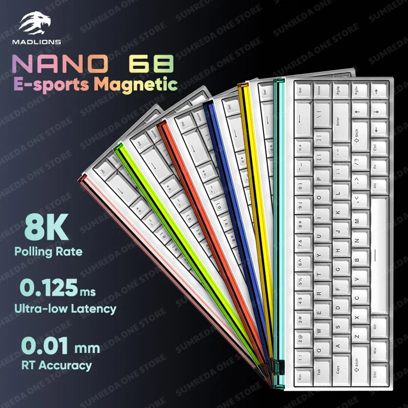 Madlions NANO68 PRO Gaming Teclado mecánico con cable interruptor magnético RGB Hotswap 8000HZ RT 0,01mm DSK MT Gamer Esports teclado