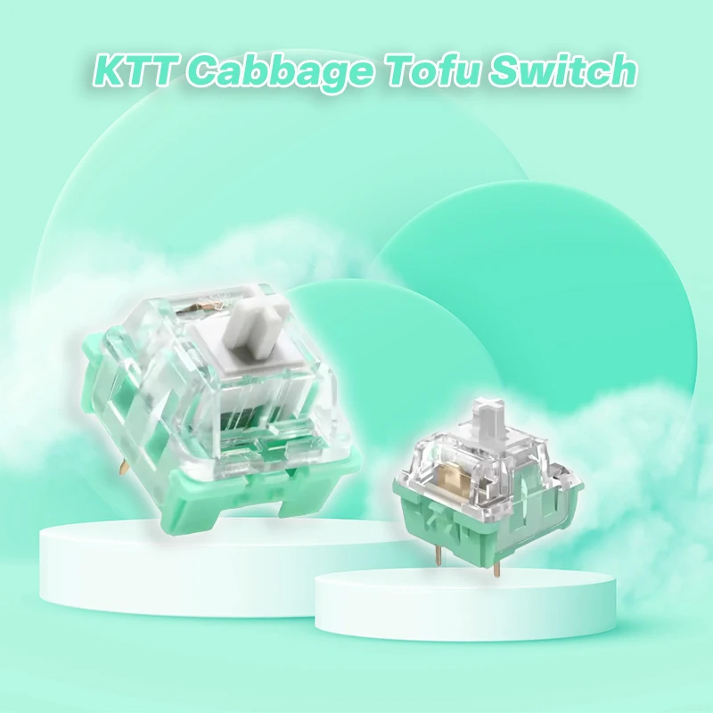 Interruptor KTT de jade blanco y jadeíta, interruptor lineal MX de 45g para teclado mecánico, lubricado en fábrica, POM RGB, 3 pines, Tofu de repollo