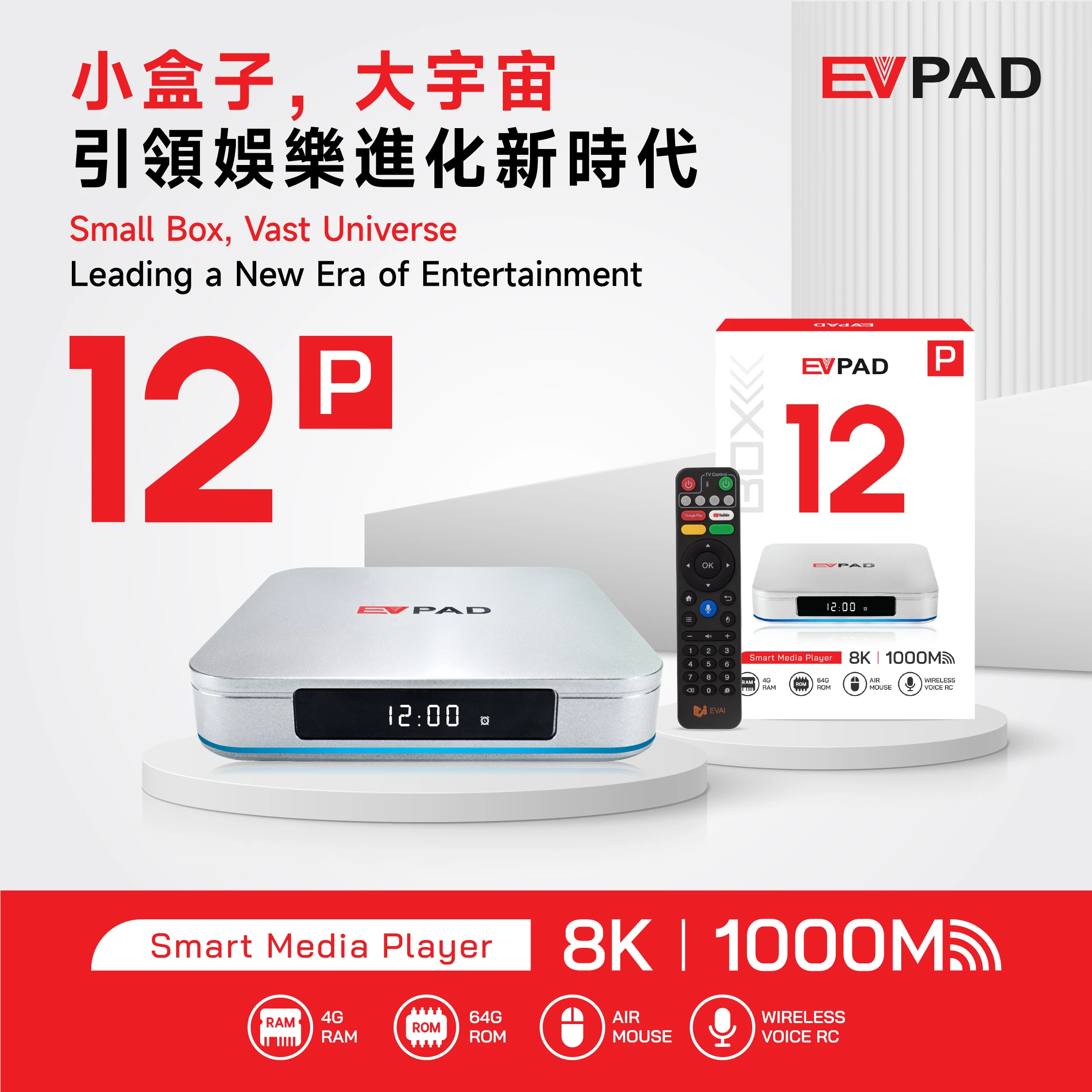 [Genuino] última versión Evpad 12P/12S Android 12 caja de TV inteligente 4GB 64GB 8K Wifi6 1000M ethernet caliente en JP Corea SG EE. UU. Reino Unido CA AUS - imagen 2
