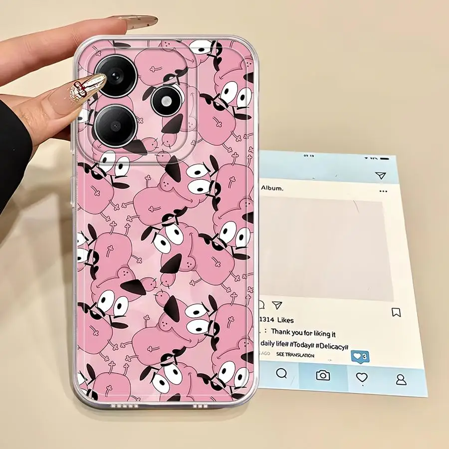 Funda de teléfono de perro de dibujos animados rosa para Xiaomi Redmi A3x 9A 10C 12C A1 A2 + A5 14C 13C 9C cubierta transparente - imagen 5