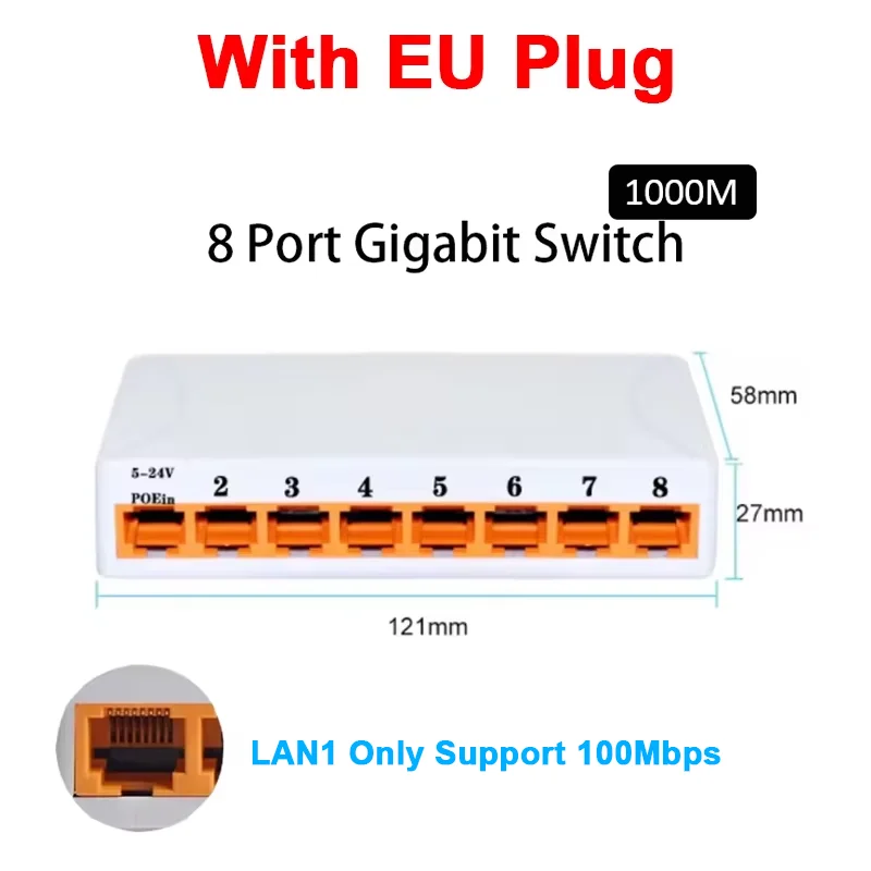 8 port with EU Plug