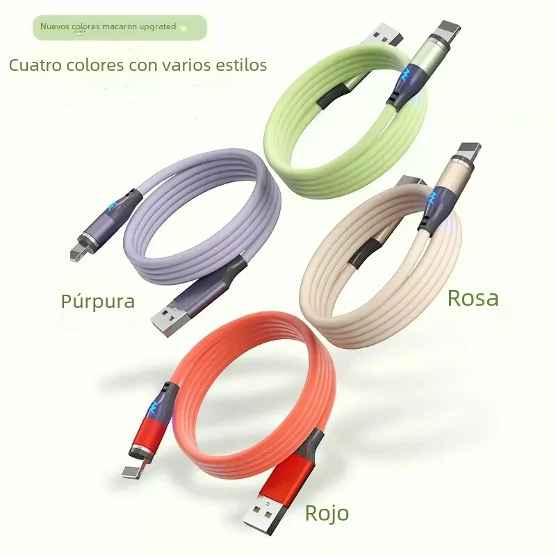 MVQF-Cable de datos magnético 3 en 1, Cable Usb de silicona de carga rápida 5A para Iphone 13 14, Huawei, Samsung, Cable USB para Android - imagen 5
