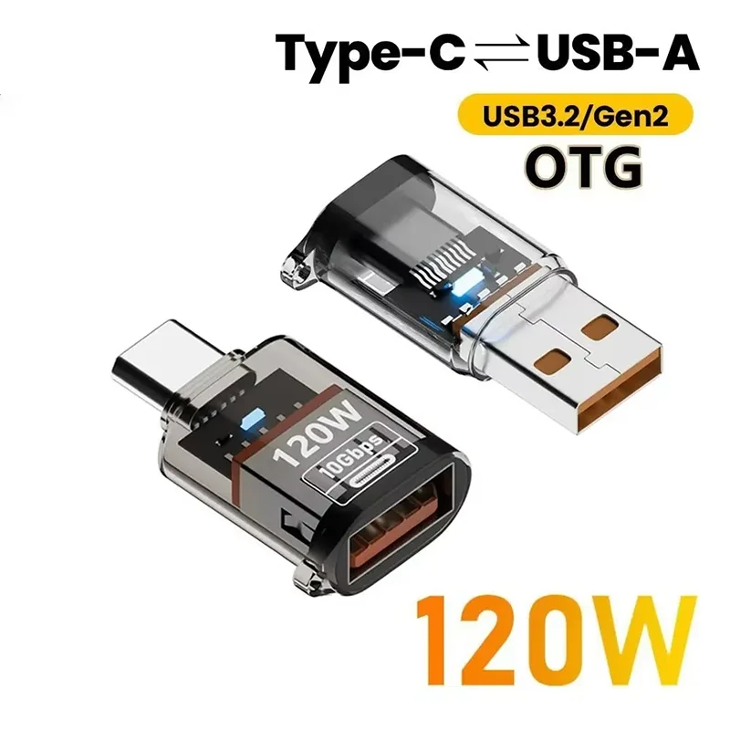 Adaptador OTG USB 3,2 a tipo C de 10Gbps, convertidor USB C de carga rápida de 120W OTG para Xiaomi, Samsung, PC, tableta, Audio/transferencia de datos otg - imagen 3