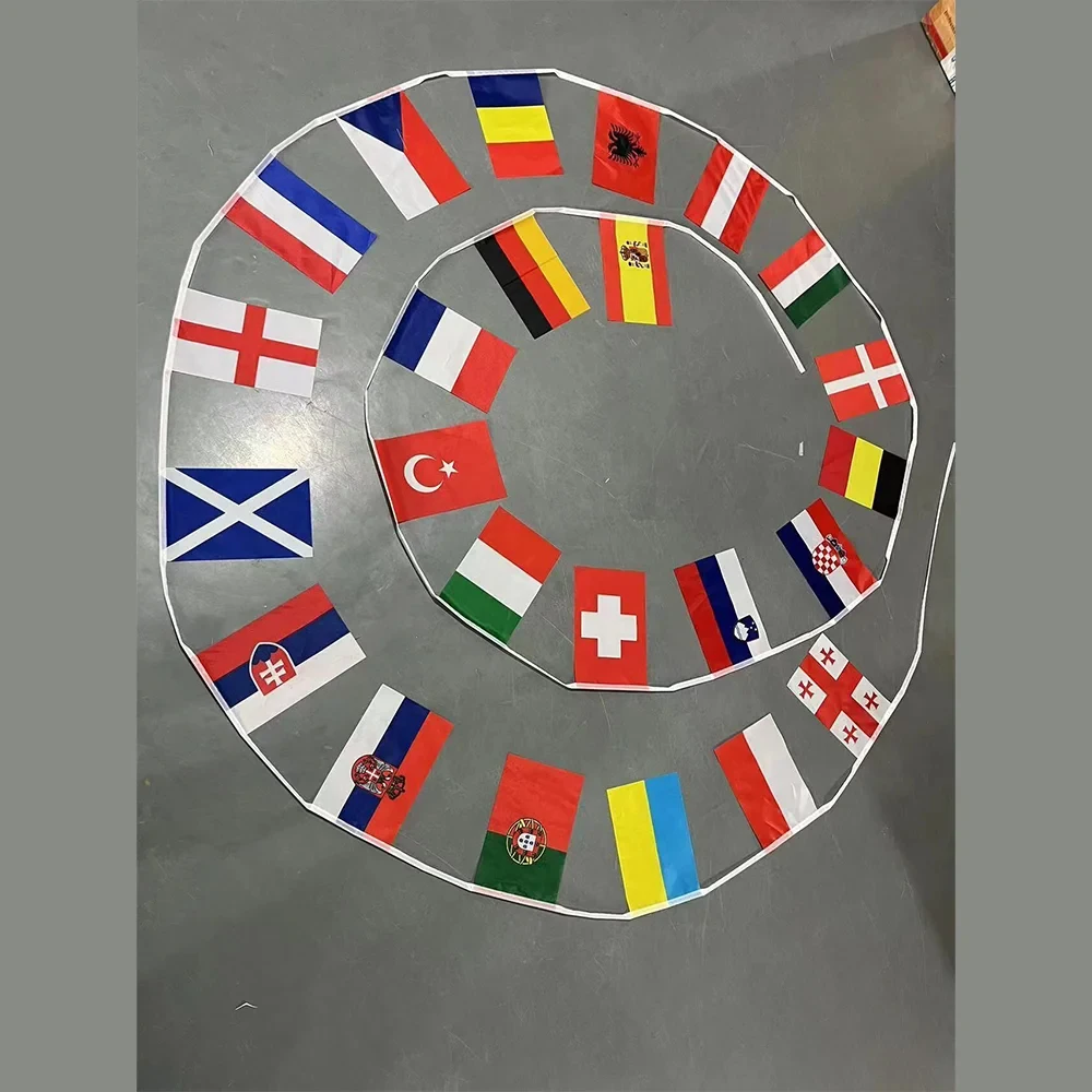 Bandera de países de Europa de 24 piezas, Bandera de país de la copa Euro, banderines de cuerda nacional, Pancarta, decoración de guirnaldas de eventos de fútbol, novedad de 2024 - imagen 5