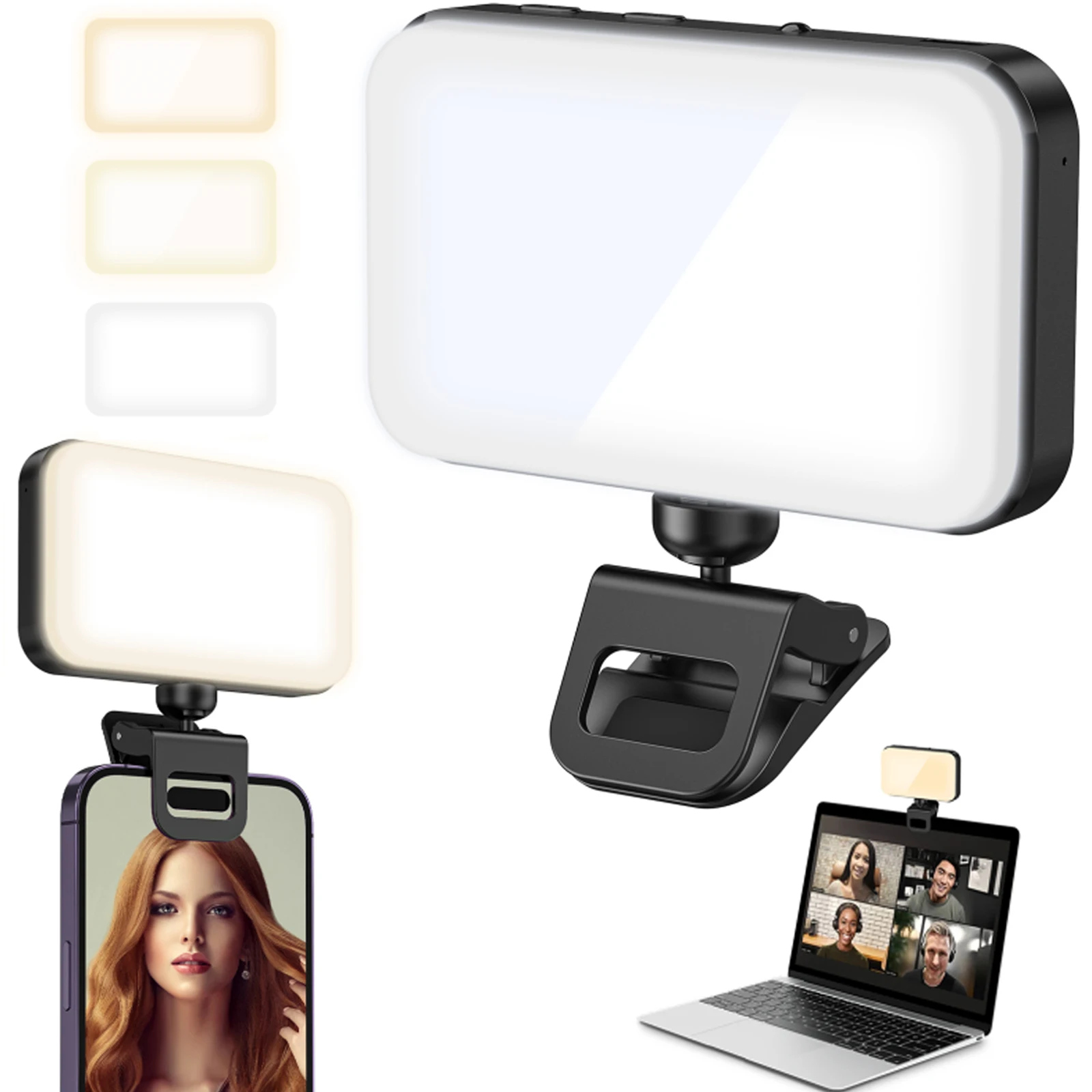 Lámpara de luz de relleno de conferencia con Clip estable, montaje de abrazadera para Ipad, Macbook, ordenador portátil, Mini luz LED para Video - imagen 2