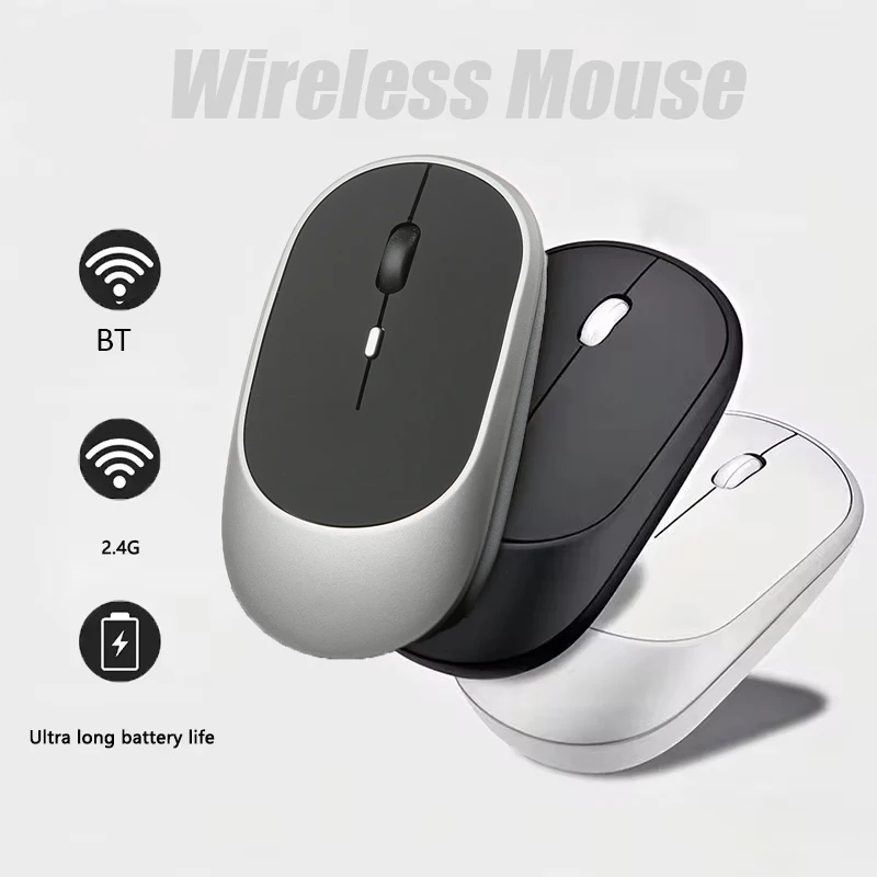 Ratón inalámbrico compatible con Bluetooth, ratón recargable para Gamer, modos duales, USB de 2,4G, para portátil, tableta, PC, Macbook Mause - imagen 2