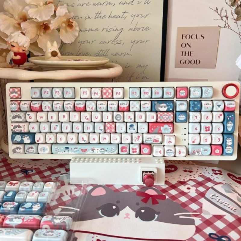 Popular cereza pequeño gato Keycap personalizado PBT cereza perfil Xoa Anime altamente Popular lindo Fruitmechanical Keycap para la oficina - imagen 5