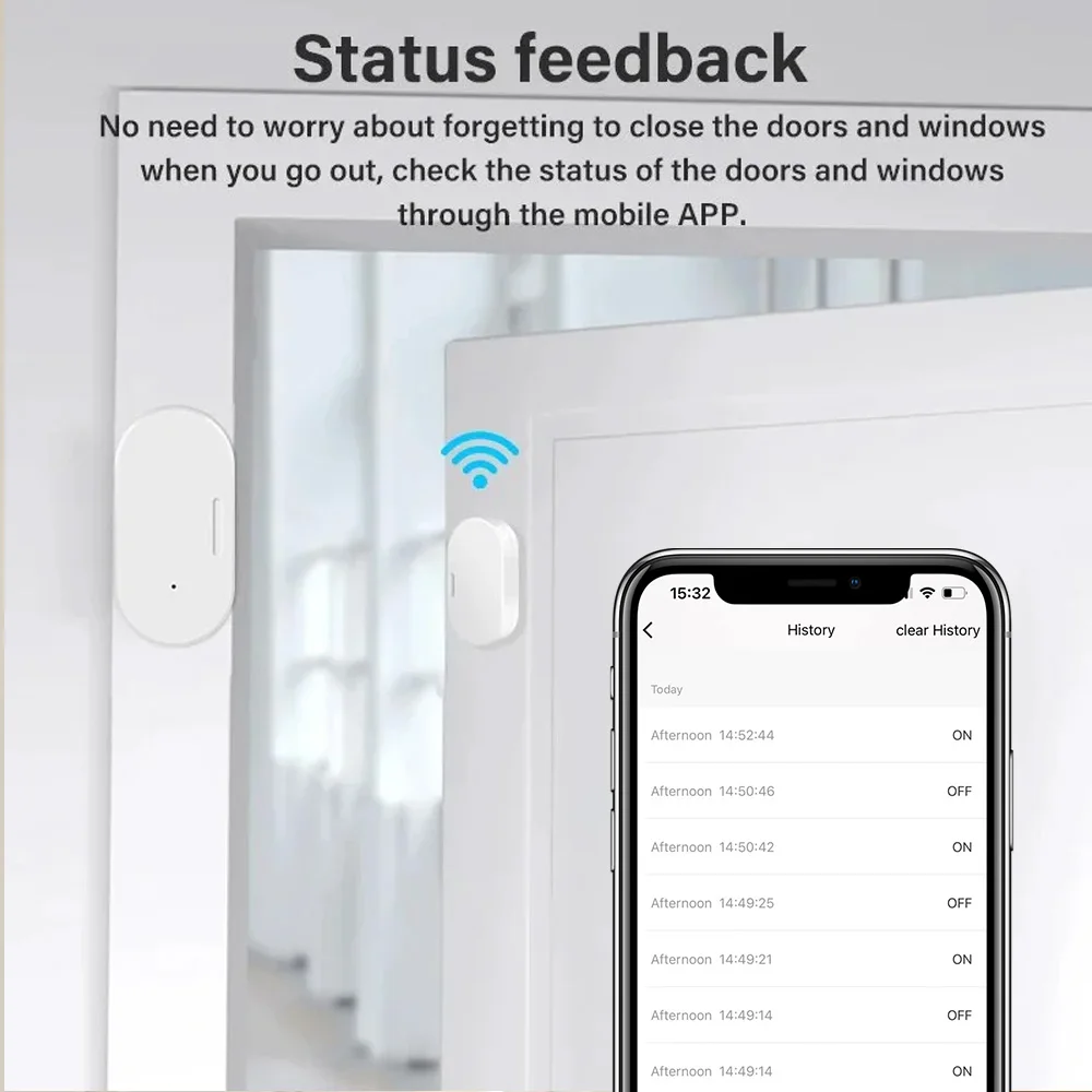 Zigbee-Sensor magnético de puerta, ventana, Detector abierto y cerrado, alarma, funciona con el asistente de hogar Zigbee2mqtt Alexa - imagen 3
