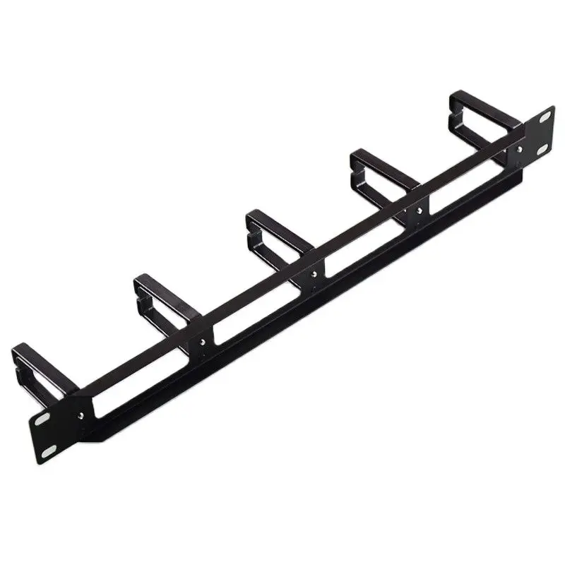 Organizador de red de gestión de cables, Base de Metal hueco, cinco anillos de plástico, marco de administrador de cables desmontable, 19 pulgadas, 1U - imagen 3