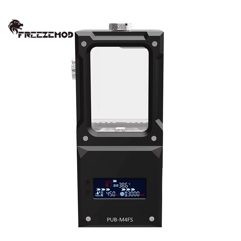 FREEZEMOD Mini bomba de agua cuadrada AIO + depósito, alarma de alta temperatura de apagado, panel metálico silencioso, PUB-M4FS - imagen 2