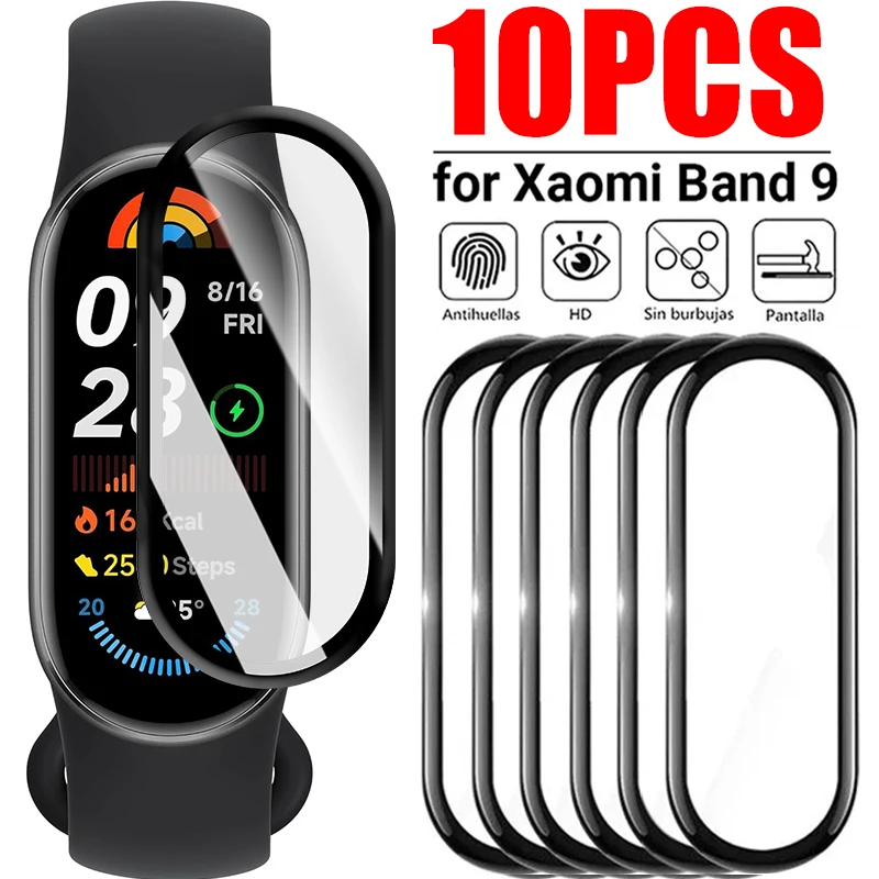 1-10 Uds 9D película protectora para Xiaomi Mi Band 9 Pro Protector de pantalla de cubierta completa activa para Mi Band 9Active Miband 9Pro no vidrio