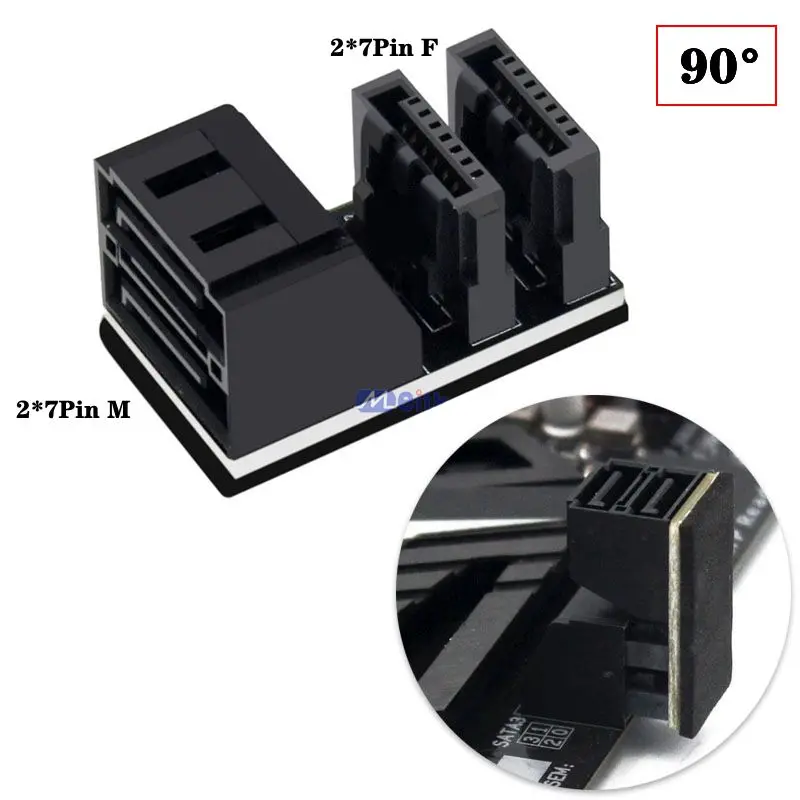 Placa base de ordenador de escritorio, interfaz SATA, inversa de tarjeta adaptadora 7 pines, junta de giro Horizontal y Vertical de 90/180 grados - imagen 5