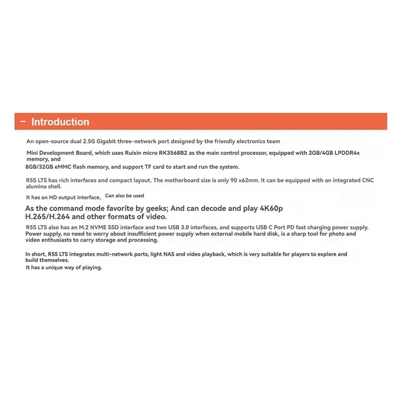 GW-Nanopi R5S Router Dual 2.5G + Gigabit Mini Placa de Desarrollo CNC Carcasa totalmente metálica RK3568 WIFI6 - imagen 4