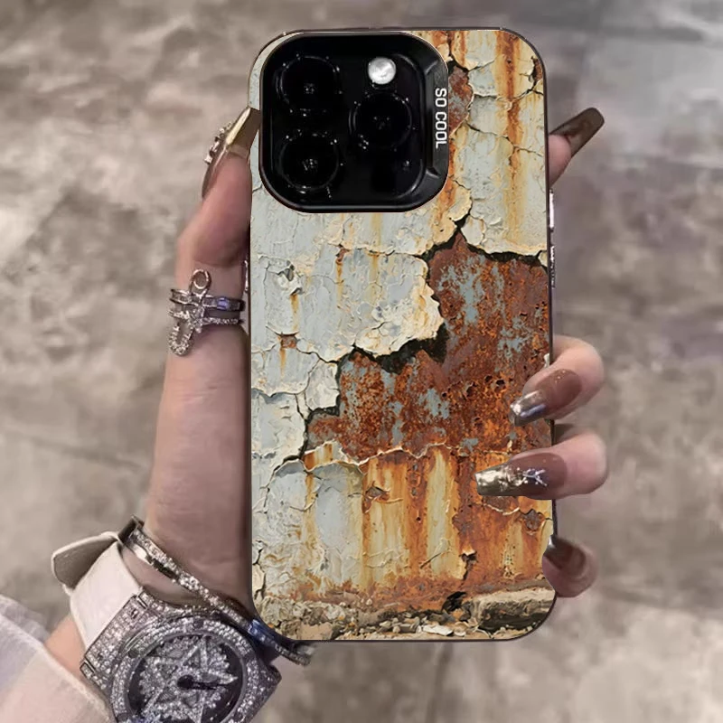 Funda plateada electrochapada oxidada de estilo Industrial Retro para Samsung Galaxy S25 Ultra S24 Plus S23 FE S22 A06 A16 A23 A26 A34