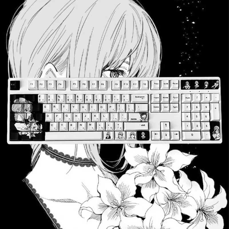 142 teclas Makima Anime Keycaps PBT Alice Keycap Chreey Keycaps Japón Key Cap Dye-sub tapas de teclado mecánico para 64/68/71/108