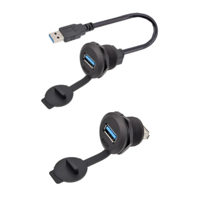 Tuerca de tornillo circular impermeable, placa de bloqueo, montaje en panel del chasis, usb3.0 a, conector macho hembra, adaptador, acoplador, cable extensor