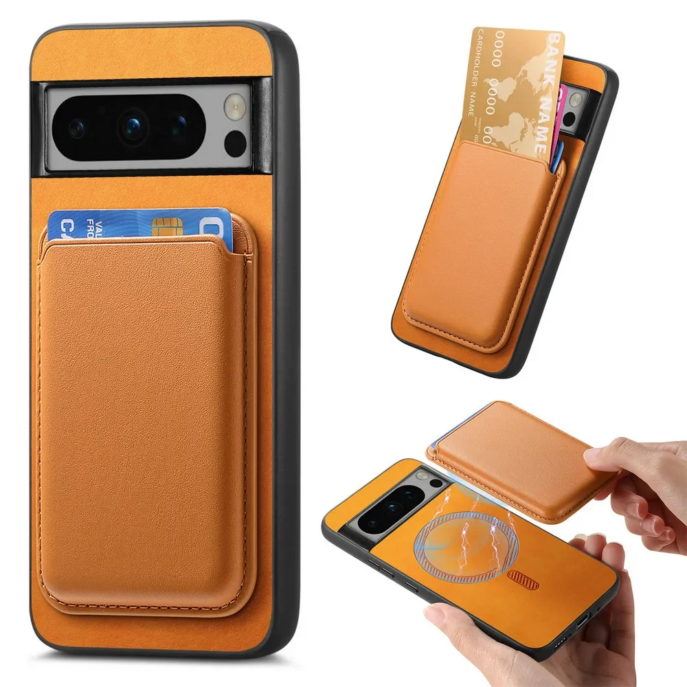 Para Google Pixel 10 Pro XL magnético para Funda de cuero Magsafe para Pixel 10pro Pixel10 2 en 1 cubierta desmontable con ranura para tarjeta tipo billetera - imagen 4