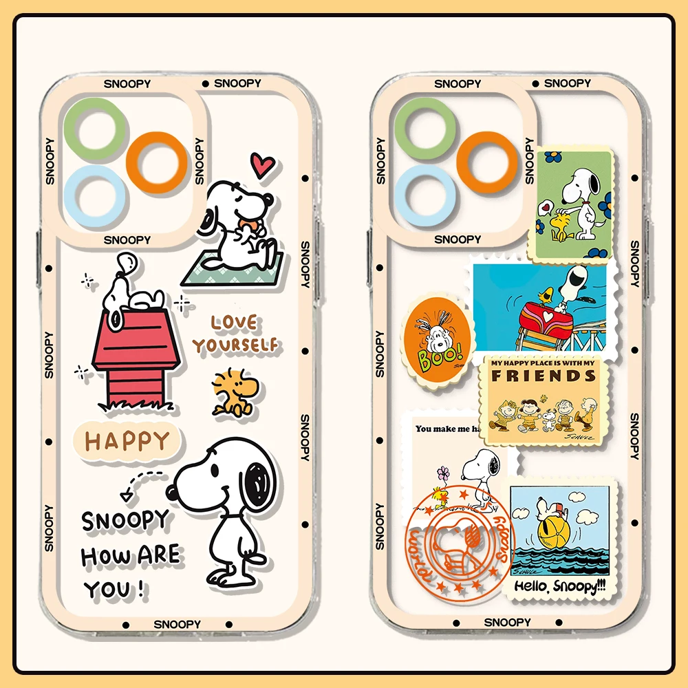 S-Snoopys Cute Cartoon Phone Case For iPhone 16 15 14 13 12 11 Mini Pro Max X XR XSMax 7 8 Plus SE20 Transparent Cover - imagen 4