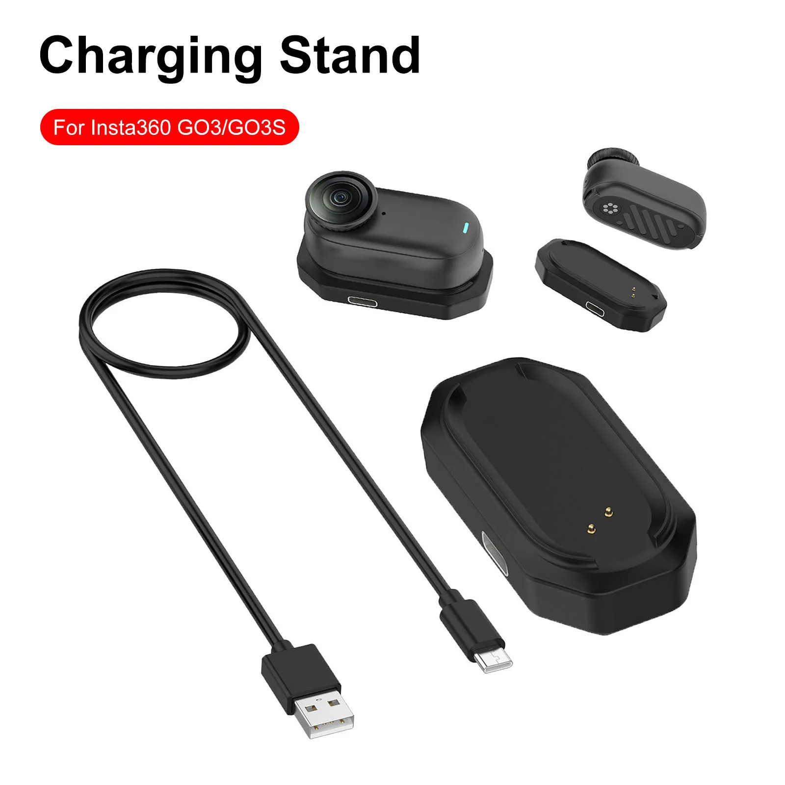Base de cargador magnético para Insta360 GO3, Mini estación de carga para cámara de acción, Cable de carga portátil tipo C, accesorios para cámara