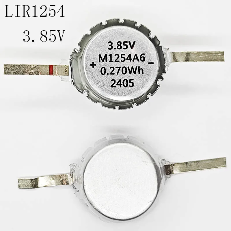 1 unids/lote LIR1254 70mah batería de botón suave recargable 3,8 v 4,35 v para auriculares Bluetooth de alto voltaje