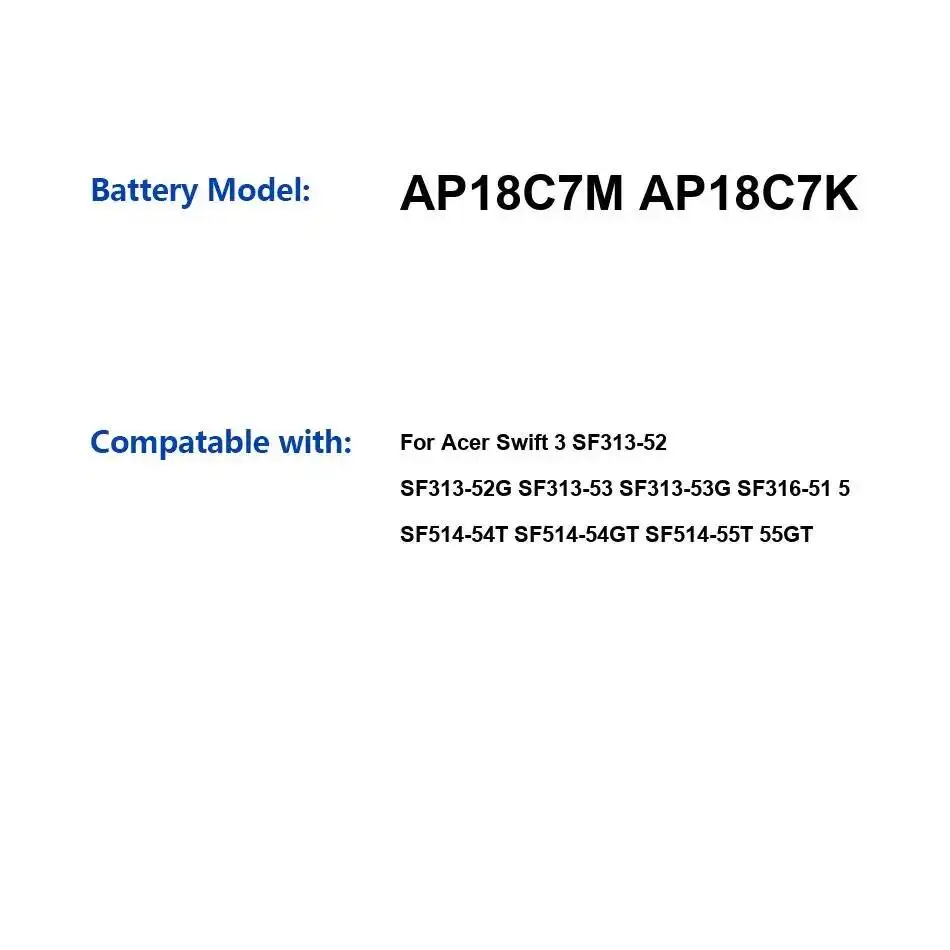 Batería AP18C7M AP18C7K para Acer Swift 3 SF313-52 SF313-52G SF313-53 SF313-53G SF316-51 5 SF514-54T SF514-54GT SF514-55T 55GT - imagen 3