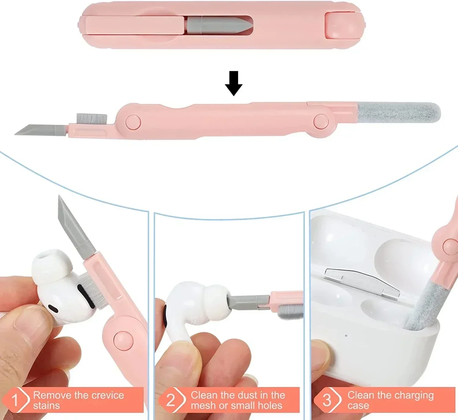 Kit de limpieza 7 en 1, cepillo limpiador de teclado de ordenador, bolígrafo de limpieza para auriculares, Herramientas de limpieza para AirPods y iPhone, juego de extractor de teclas - imagen 4