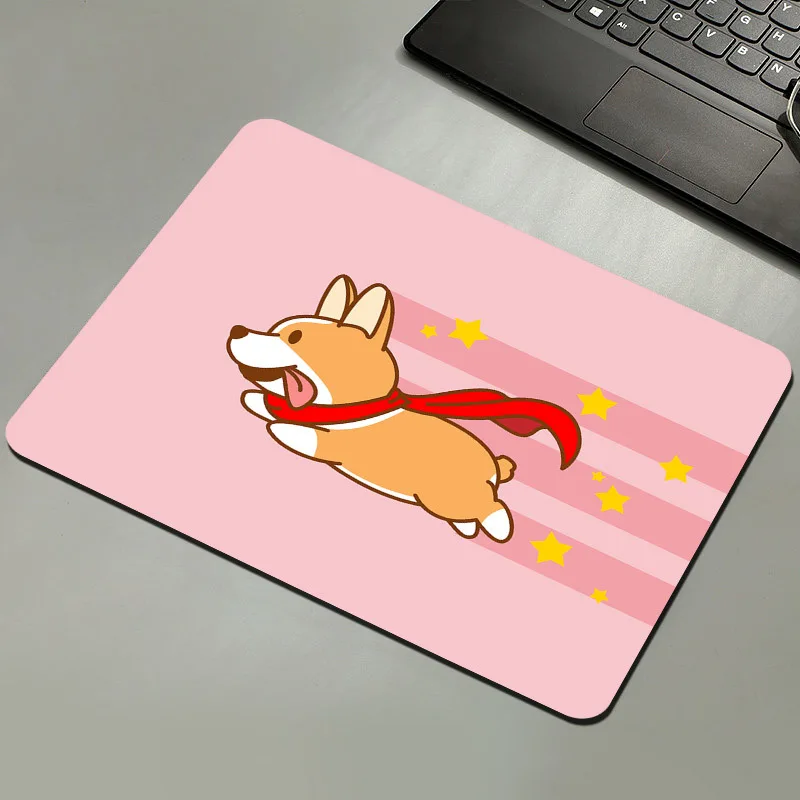 Alfombrilla de ratón pequeña, suministros de oficina, lindo Animal Corgi, protege la muñeca, limpia y ordenada, alfombrilla de ratón para estudiantes, dormitorio, oficina, fábrica - imagen 3