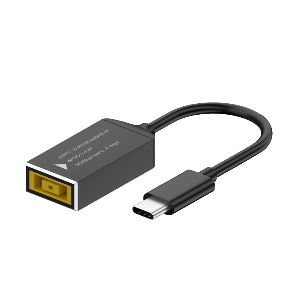 Enchufe cuadrado de CC de 100W para cargador de ordenador portátil Lenovo a USB C PD, convertidor de adaptador de corriente tipo C, Cable de carga rápida para MacBook - imagen 5