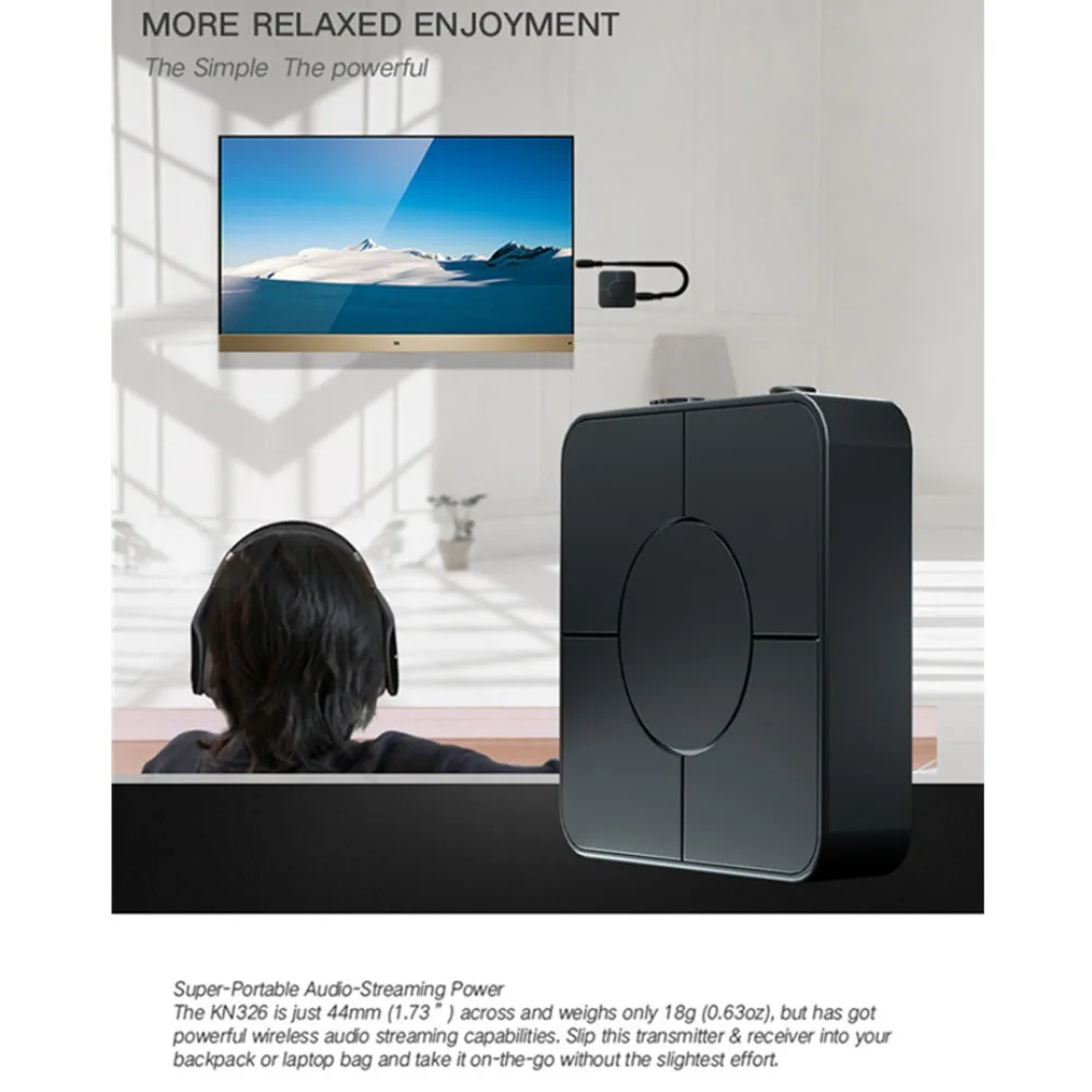 KN326 Bluetooth 5,0 transmisor receptor de Audio 3,5 Mm AUX Jack RCA adaptador de Audio de música inalámbrico con micrófono para coche PC TV auriculares - imagen 3