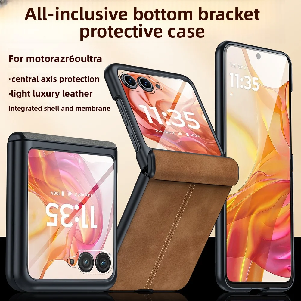 Para Motorola Razr 60 Ultra funda de lujo de cuero PU película protectora trasera funda para Moto Razr 60 50 Ultra carcasa de teléfono