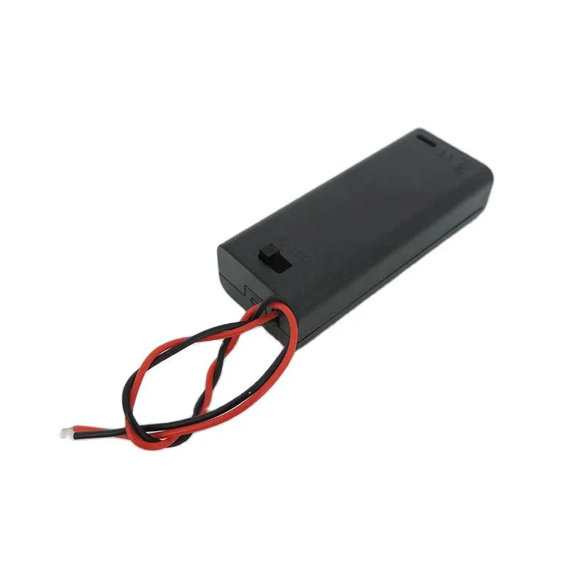 10 Uds. Caja porta baterías AAA de 2 ranuras y 2 puertos con cables con cubierta de interruptor de encendido/apagado contenedor de batería estándar