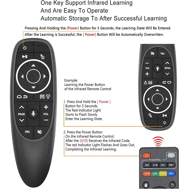 G10S Pro Control remoto por voz 2,4G inalámbrico Air Mouse Gyro detección juego IR aprendizaje para Android TV BOX con receptor USB - imagen 4