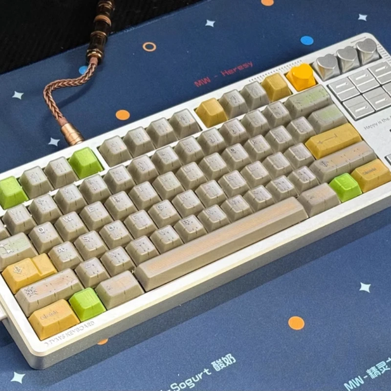 Juego de teclas con tema de ansiedad lineal, teclas PBT ABS Cherry Profile personalizadas originales hechas a mano para accesorios de teclado mecánico