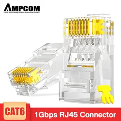 AMPCOM Conector RJ45 CAT6 UTP 8P8C chapado en oro para Ethernet