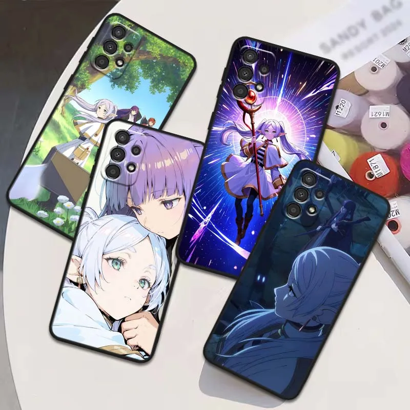 Japón Anime Frieren para Samsung Galaxy A54 A55 A56 A70 A71 A72 A73 J4 J6 M02 M11 M12 5G funda de teléfono negra