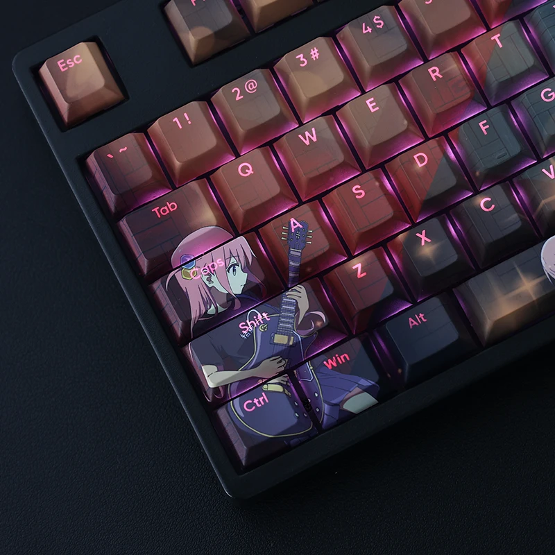 108 Keys PBT Dye Subbed Keycaps Cartoon Anime Gaming Key Caps BOCCHI THE ROCK Hitori Gotoh Backlit Keycap For ANSI Layout - imagen 3
