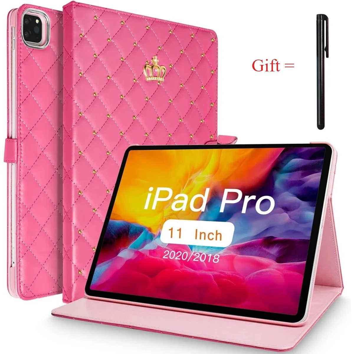 Funda de lujo con diamantes brillantes y corona para iPad Air 11 2024 Pro 11 9,7 10,2 Mini 4 5 6 Funda de cuero PU para iPad 7 8 9 10th 11th 2025 - imagen 2