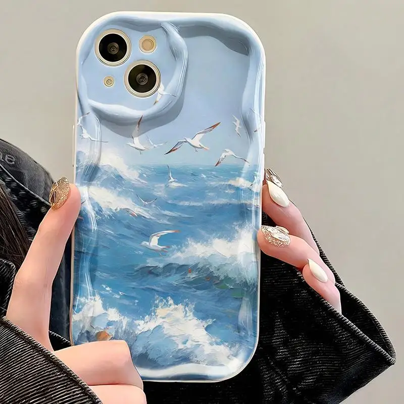 Funda flor ola de mar para Samsung Galaxy S24 S23 Ultra S21 Plus S20 FE A54 A34 A52 A53 A33 A35 A55 A14 M54 5G A23 A24 A32 - imagen 4