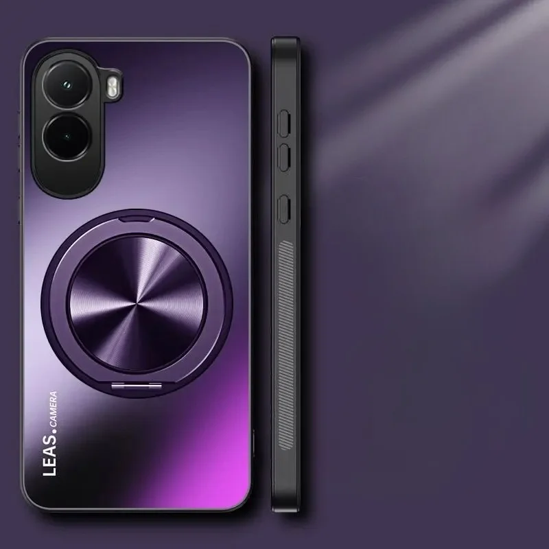 Para Xiaomi POCO M7 4G Funda de lujo mate 360 °   Funda trasera magnética con soporte giratorio para POCO F7 X7 Pro Ultra M7 Funda a prueba de golpes - imagen 3