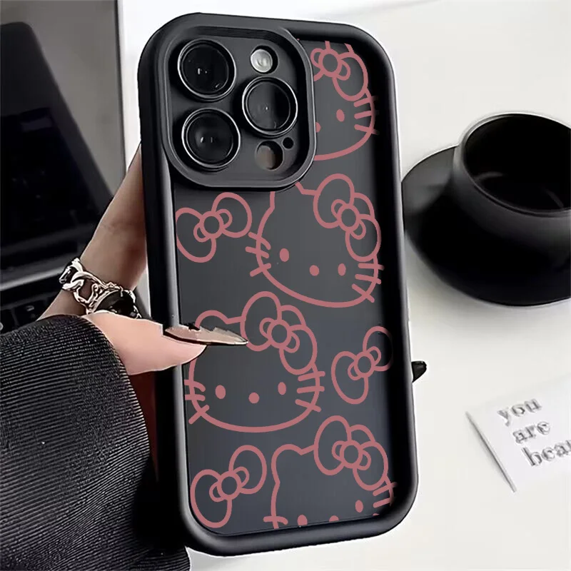 Funda de teléfono Kawaii rosa Hello Kittys para iPhone 16 15 14 13 12 11 Pro Max Mini XR XS X 7 8 6 6s Plus cubierta trasera suave de TPU - imagen 4
