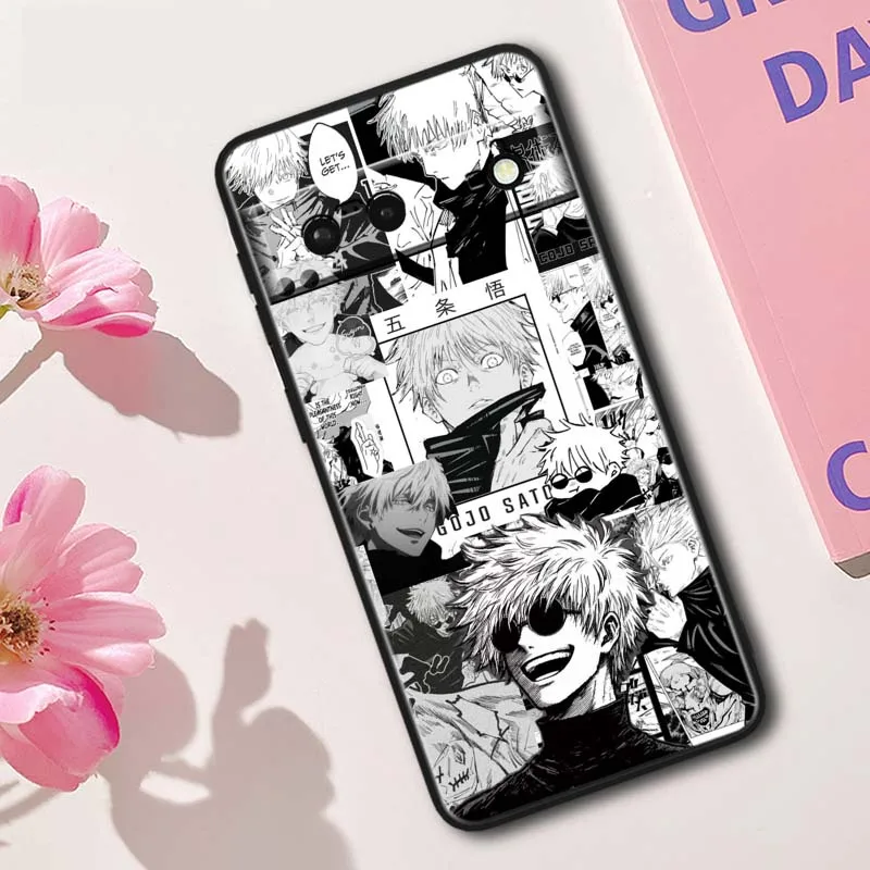 Gojo Satoru Anime funda para Google Pixel 10 9 8 7 9a 8A 7a 6a XL Pro 5G funda de teléfono negra - imagen 3
