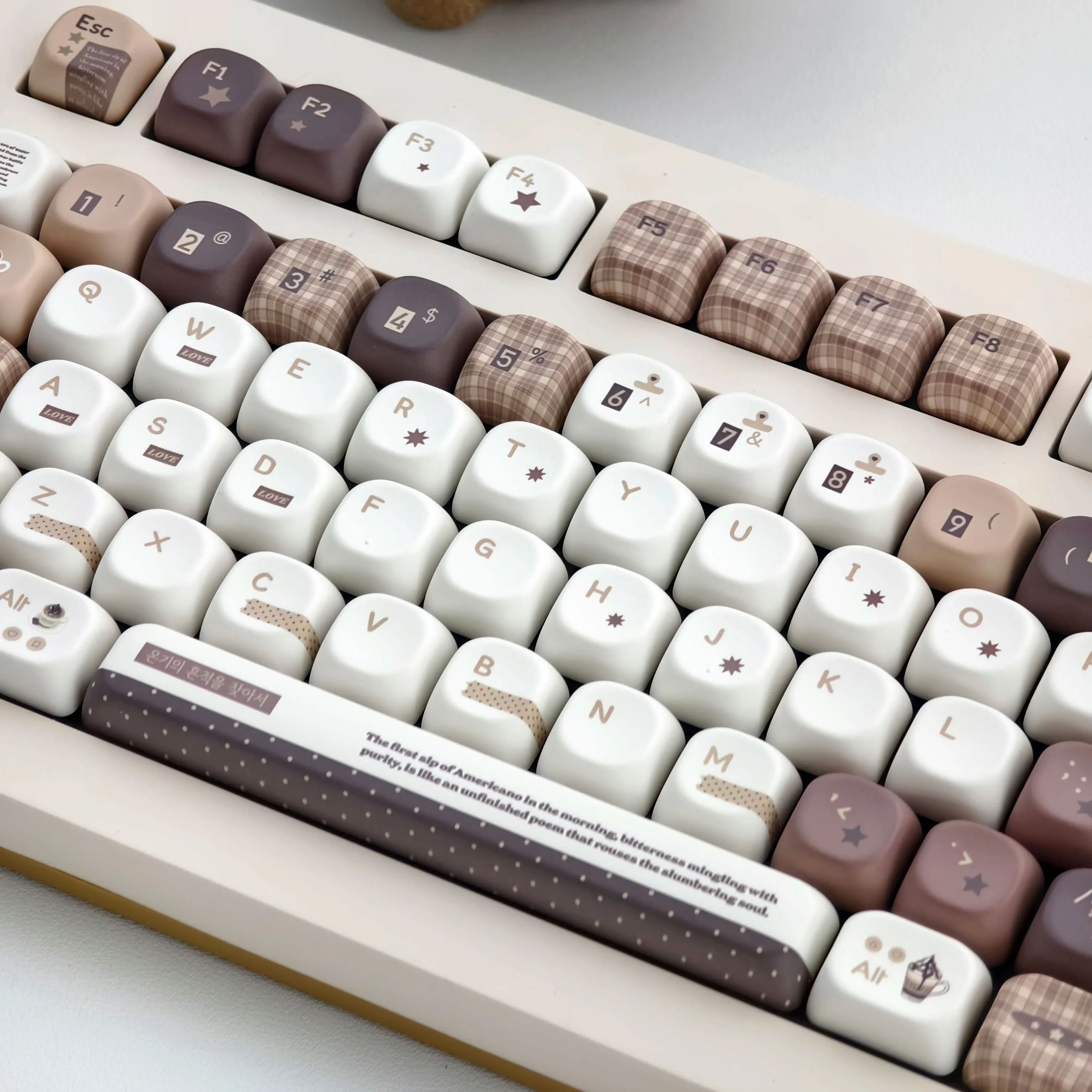 Teclas PBT de sublimación de tinte de cinco lados, 120 teclas, perfil Cherry & MOA, teclado personalizado con temática de café para teclado MX Switch - imagen 5