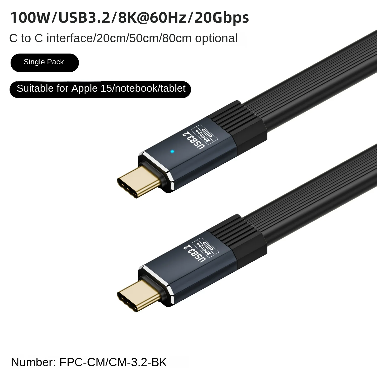 Cable portátil USB 3,2 FPC C a C PD100W carga rápida 8K fundición de pantalla tipo C Cable de datos con todas las funciones para Iphone 15 Samsung - imagen 5