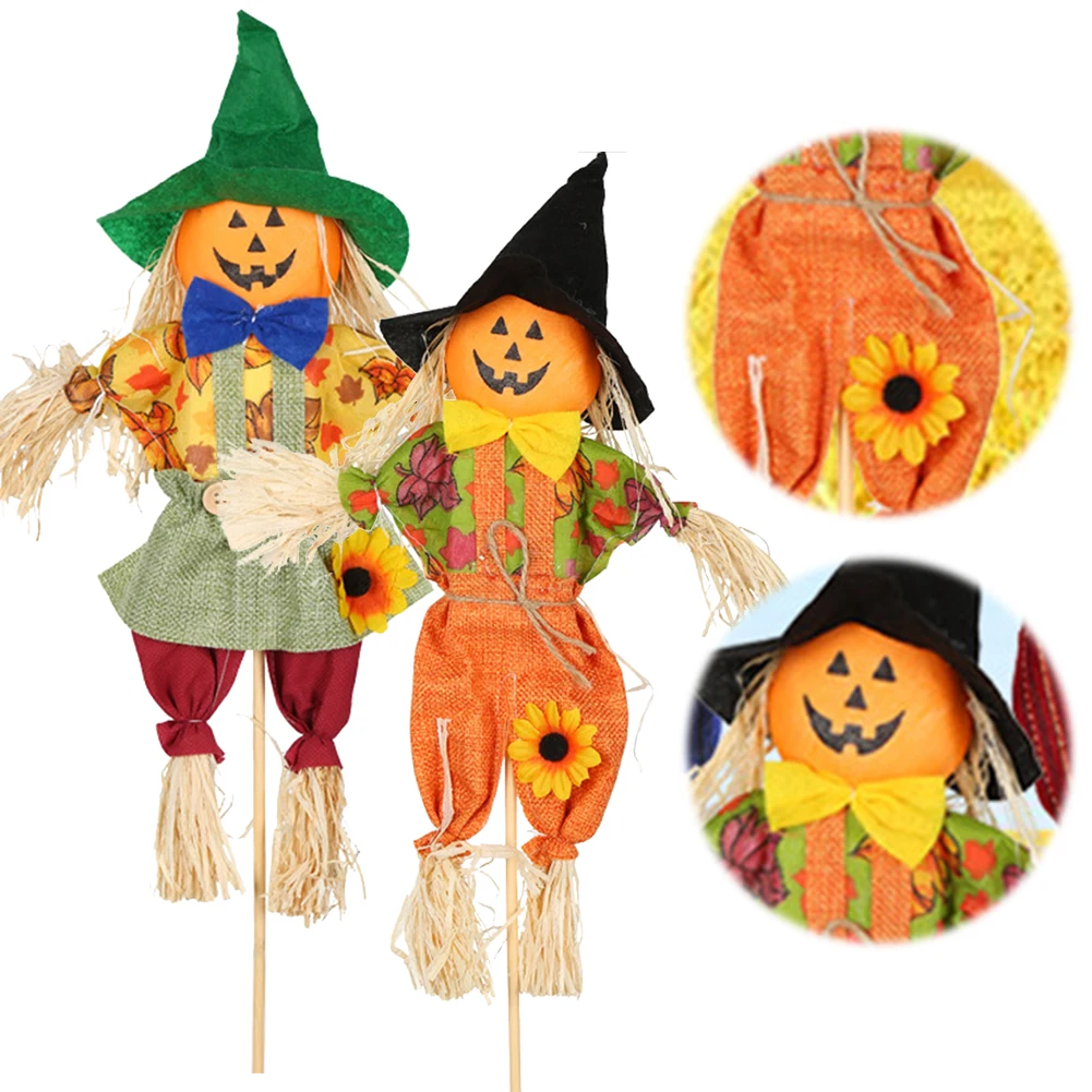 Espantapájaros pequeño de cosecha de otoño, espantapájaros de Acción de Gracias, cosecha de otoño, espantapájaros de pie, decoraciones para jardín, hogar, patio, decoración de Halloween - imagen 3