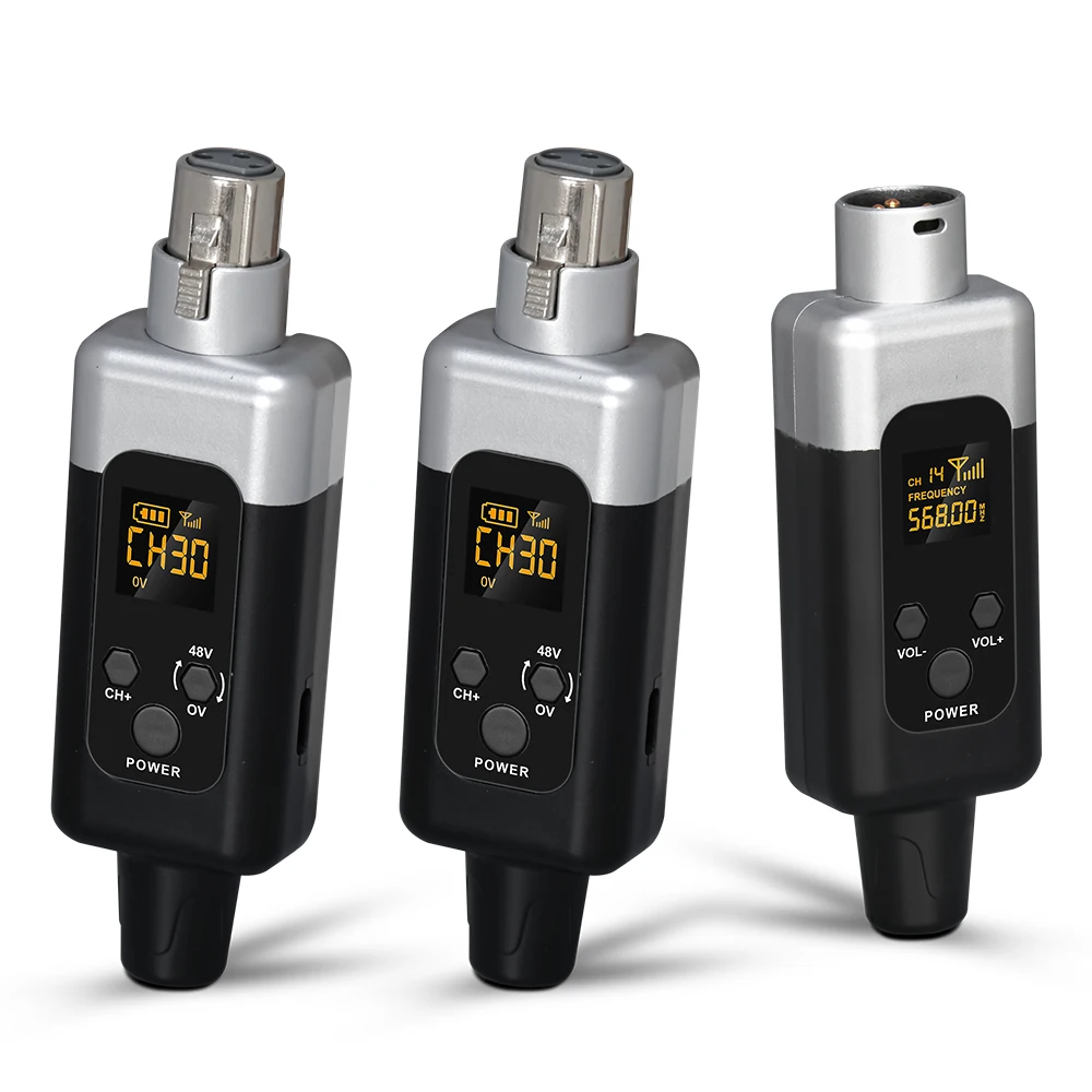 Convertidor de micrófono inalámbrico UHF de 48V/0V, transmisor y receptor XLR, sistema inalámbrico de micrófono para todo tipo de micrófono